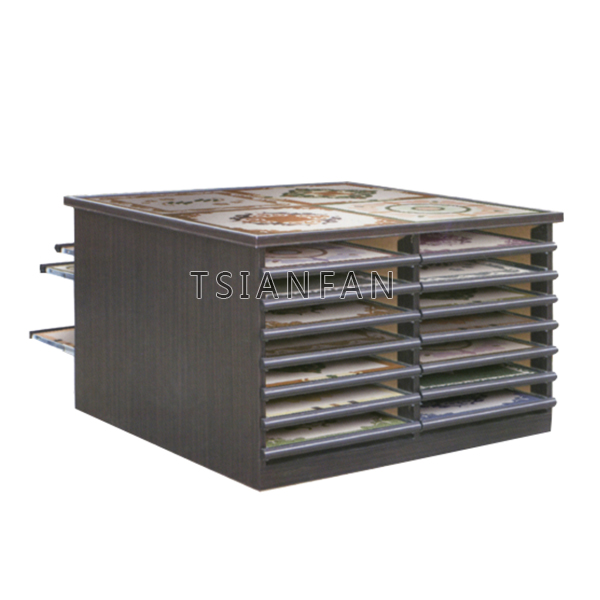 Push-pull drawer design Customize Mosaic tile stone sample drawer display rack Marble Granite Cabinet MC1003