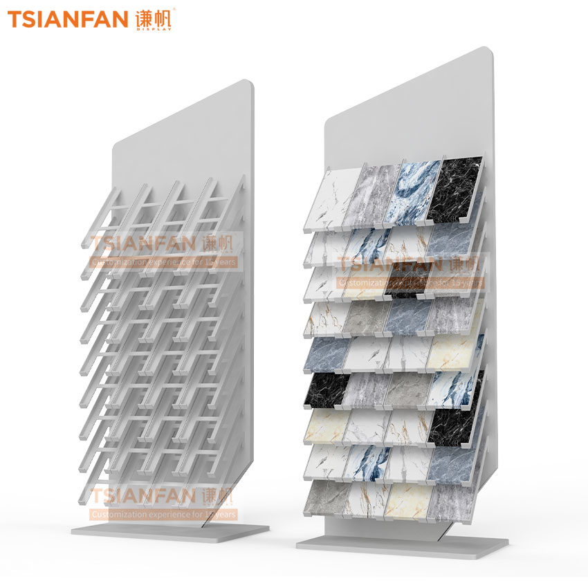 New design Metal display rack quartz granite marble natural stone sample display flooring stand