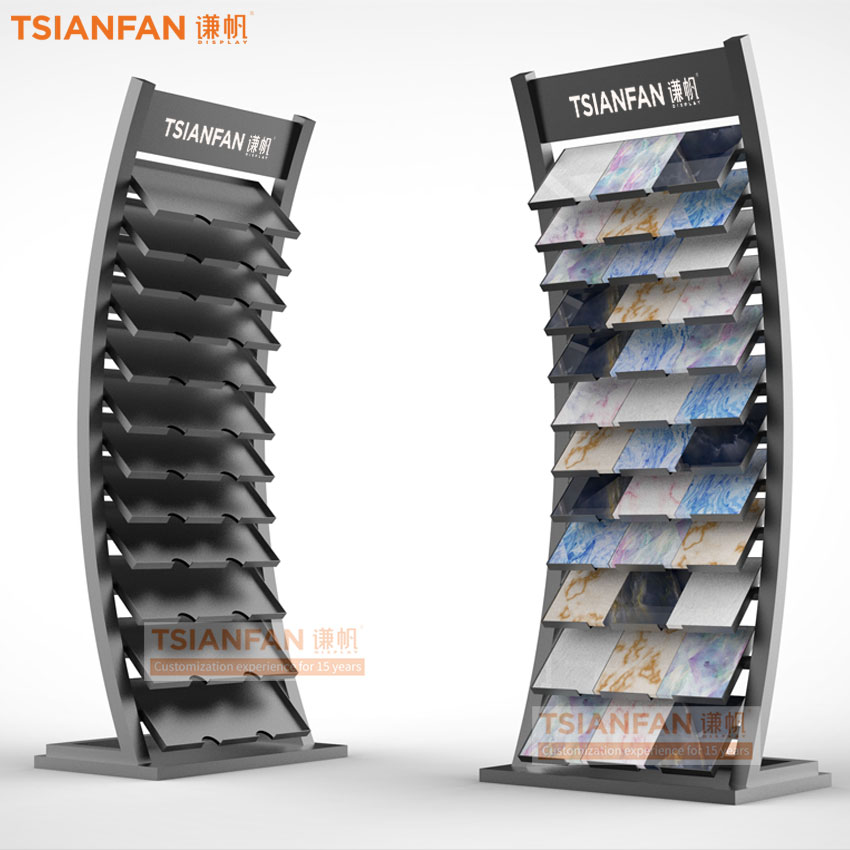 Custom art design of high quality metal tile marble quartzite natural stone sample display stand