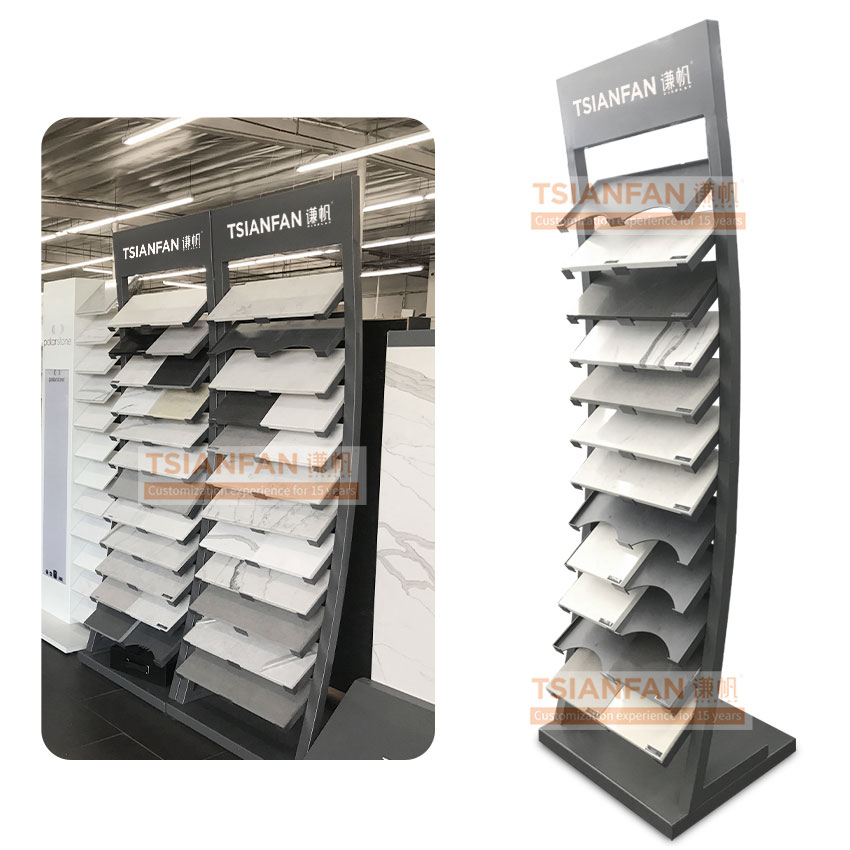 Custom art design of high quality metal tile marble quartzite natural stone sample display stand