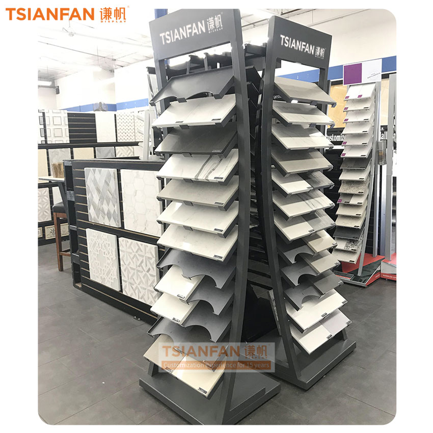 Custom art design of high quality metal tile marble quartzite natural stone sample display stand