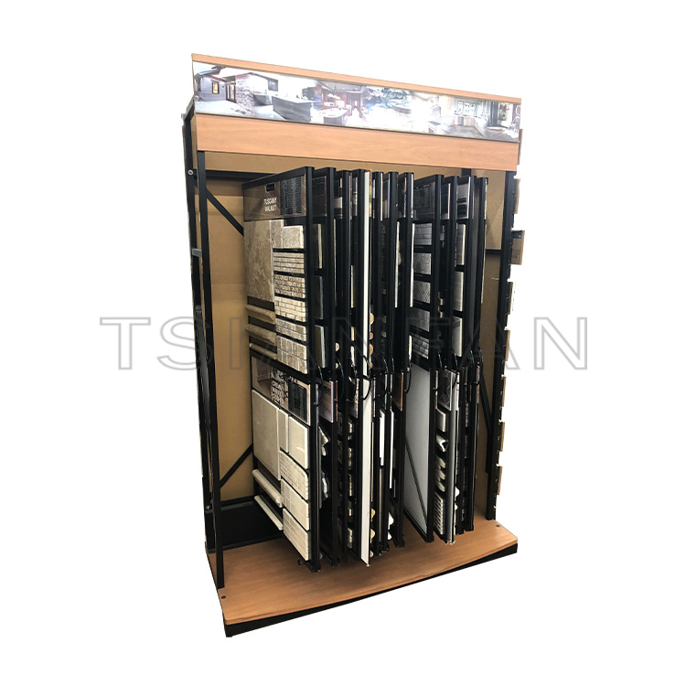 Custom-made metal stone sample flip three-dimensional display shelf-mf015