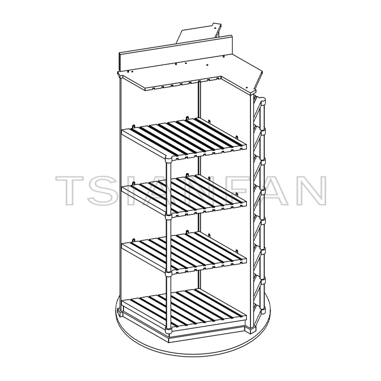 Rotating floor-to-ceiling mosaic stone sample display rack-ML986