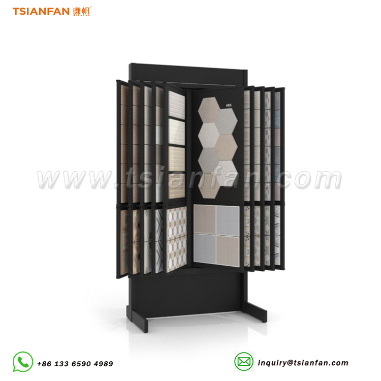 Mosaic tile flip panel display shelf supplier showroom display shelf sales