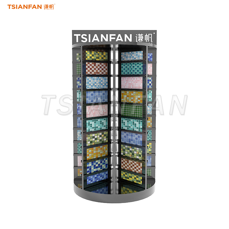 Gray rotating showroom rack Mosaic tile floor display