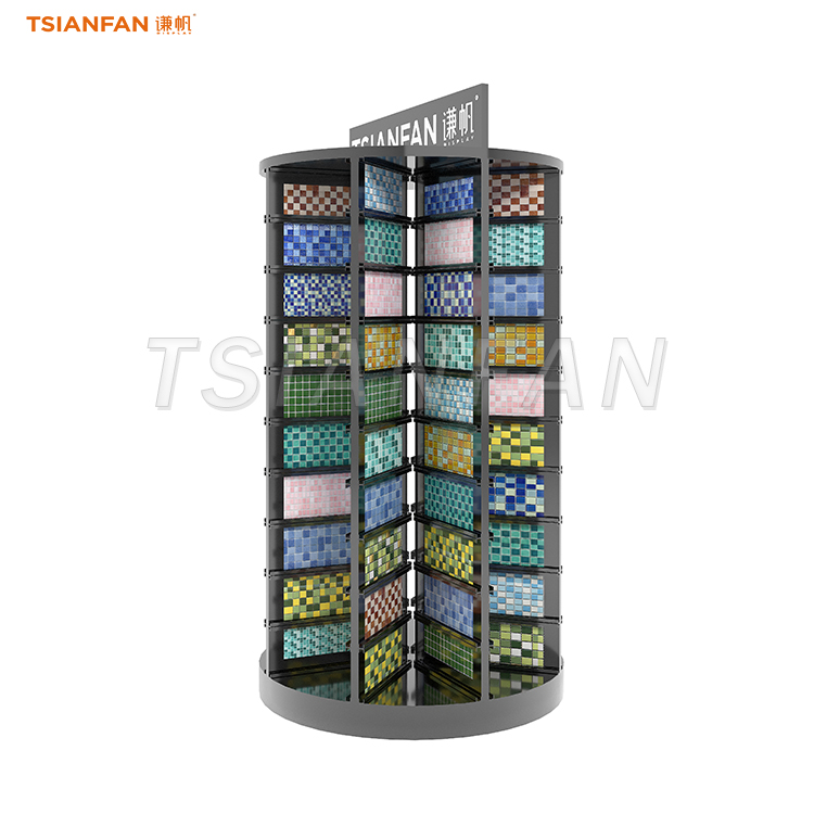 Gray rotating showroom rack Mosaic tile floor display