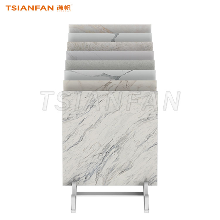 A Frame Metal Tile Display Rack, Freestanding Marble Quartz Stone Sample Insert Stand For Showroom-CE089