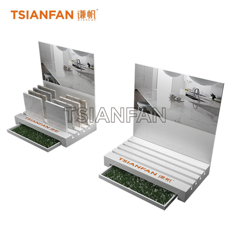 Custom Ceramic Tile Quartz Sample Desktop Display Stand CE908