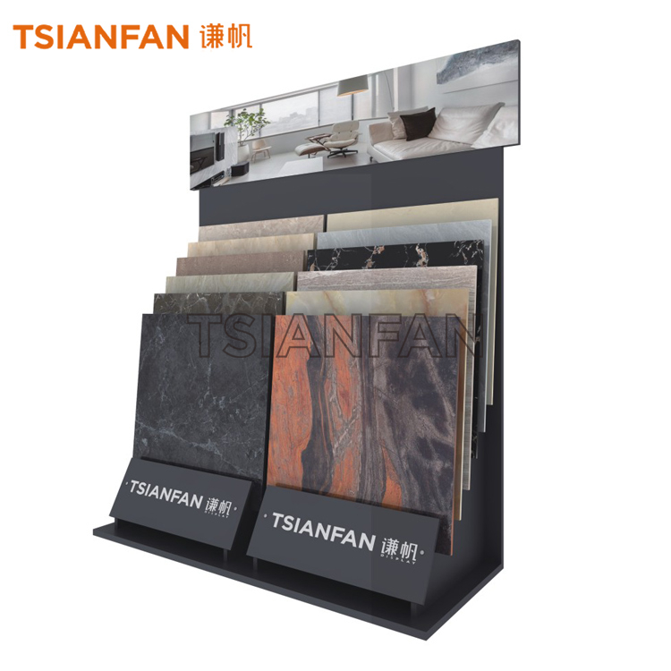 Black Wood Floor Tile Sample Display Rack Showroom Display Rack Wholesale CE978