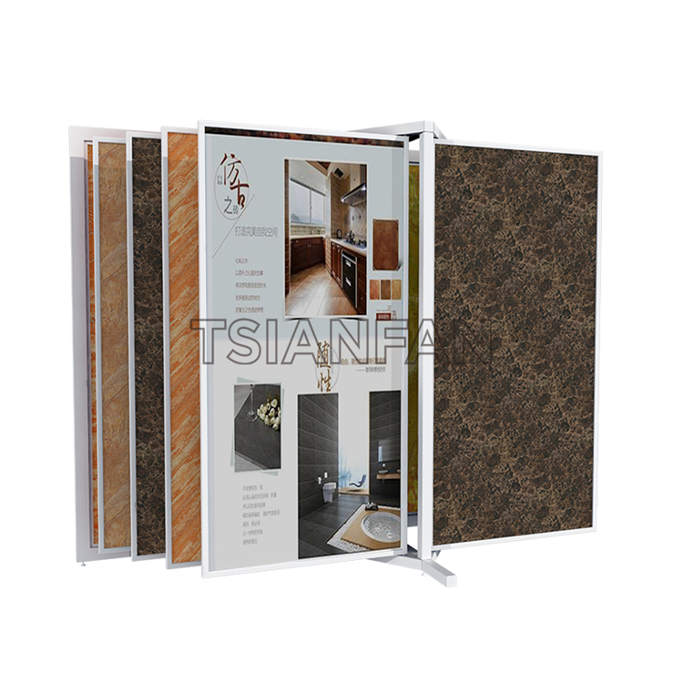 Custom Ceramic Tile Slab Sliding Display Rack For Showroom Display CF011