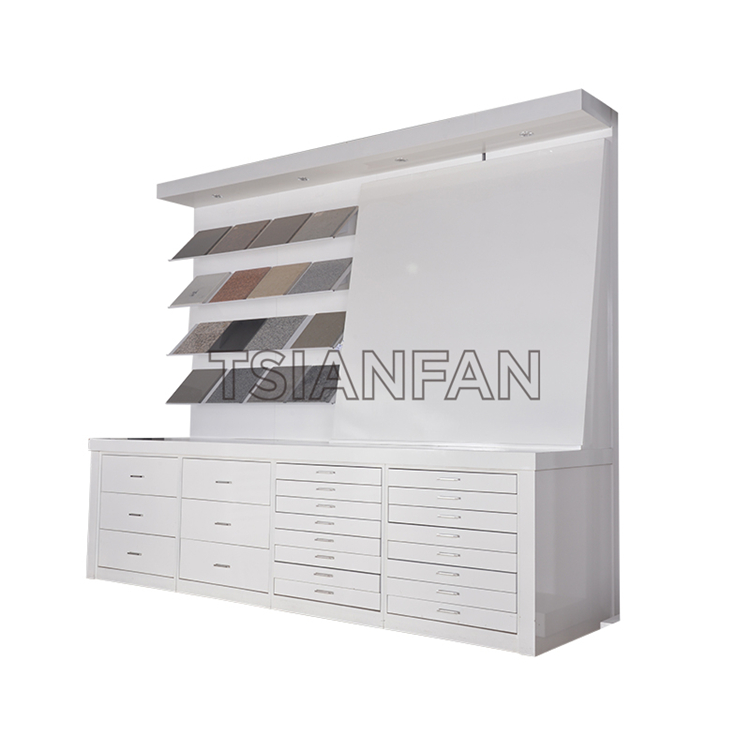 White Ceramic Tile Combination Display Cabinet, Ceramic Tile Display Rack Wholesale CZ053